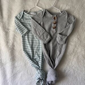 Gray and Blue Striped Kids One Piece Set